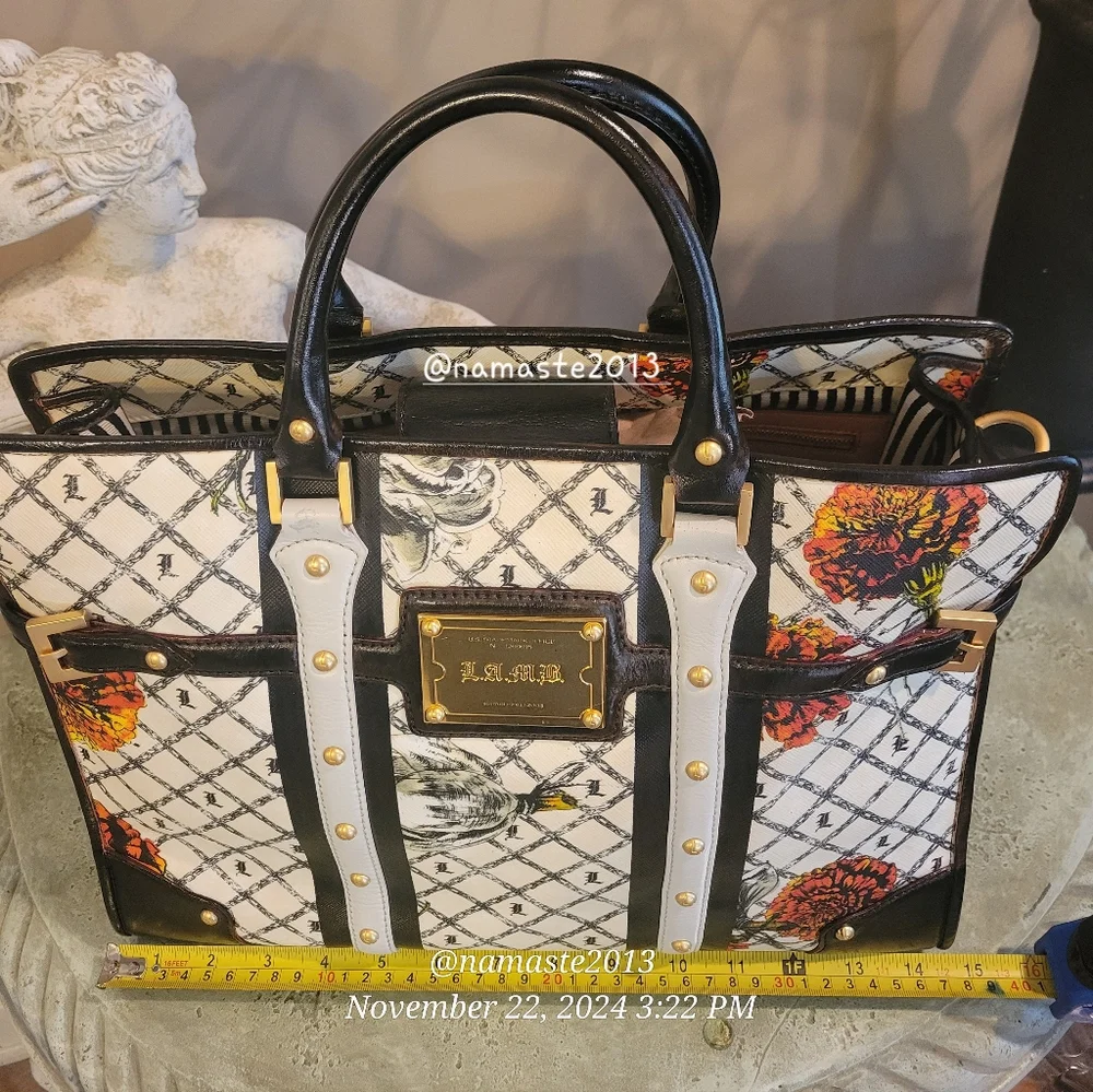 L.A.M.B. Gwen Stefani Marigold Satchel Designer Luxury Celebrity Leather #64 - Picture 5 of 16